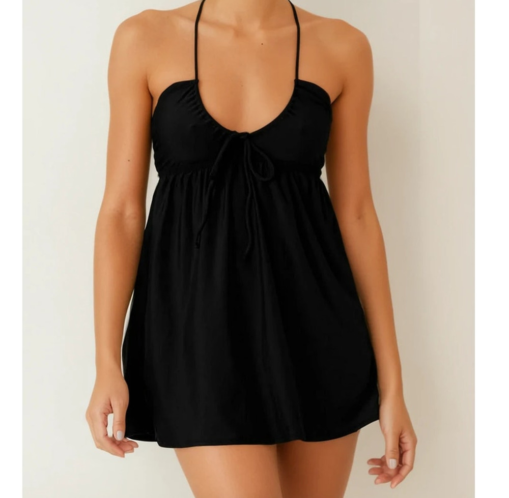 NWT Salt And Cove Black Swim Cover-up Dress With Bow Detail L